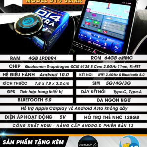 ANDROID BOX HTD D14 ULTRA 5 cau hinh andriod box cho o to d14 ultra