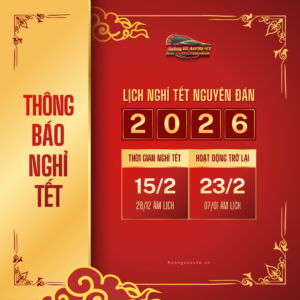 Bai dang Instagram Thong bao Lich Nghi tet 2026 Cao cap Toi gian Do vang